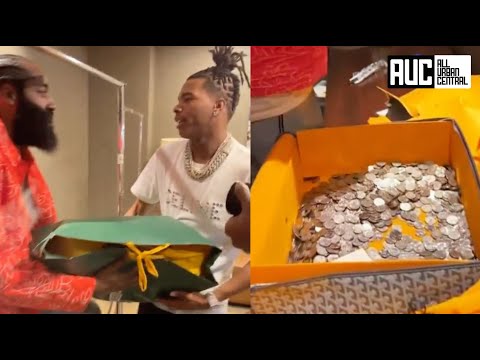 Lil Baby Gives James Harden A Suitcase Full Of Quarters For His Birthday